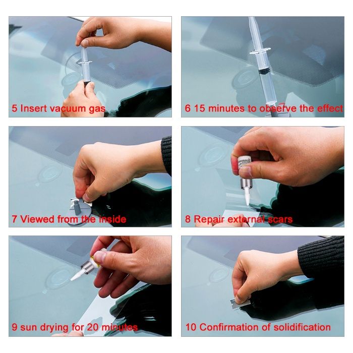 ремонтен комплект за стъкла ремонт на пукнато автостъкло Гаранция