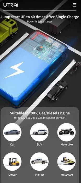 Starter / Robot Auto Pornire Masina UTRAI 8000mAh, Acumulator Extern