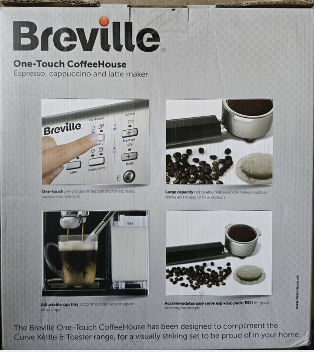 Espressor manual BREVILLE Prima Latte VCF045X-01, 1.5l, 15 bar, negru-