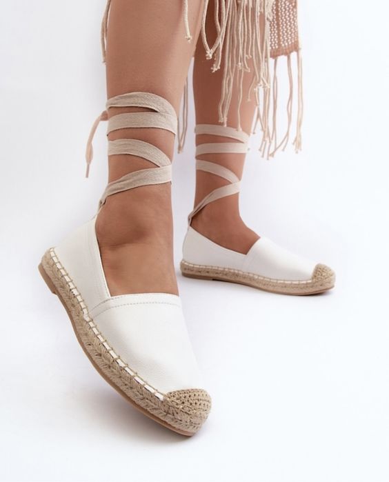 Espadrile alb bej