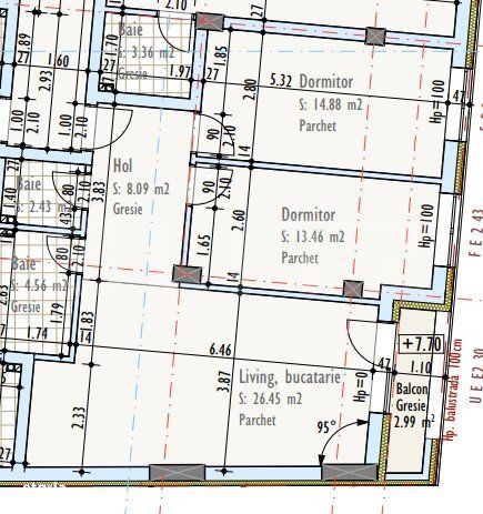 Apartament 3 camere, 2 bai, 71 mp, CF, TVA inclus, zona Marasti