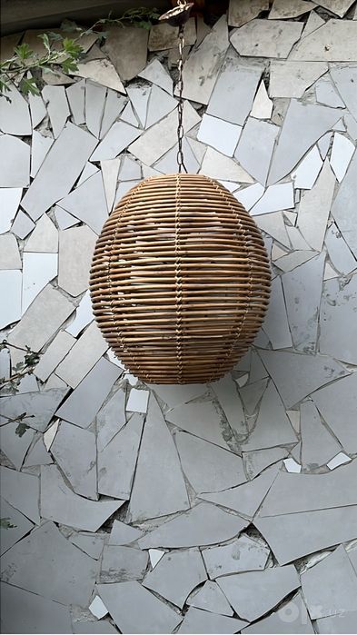 Подвесная люстра / абажур шар (плетеный, лоза / ротанг, эко-стиль)
