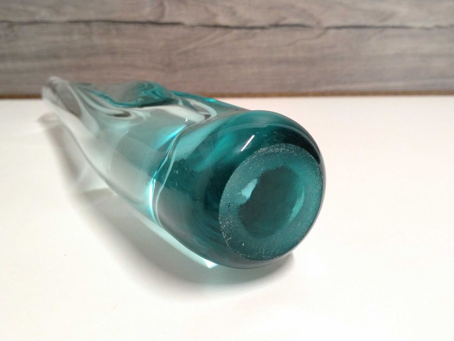 Голяма арт стъклена ваза 34 см – масивно стъкло, 70-те