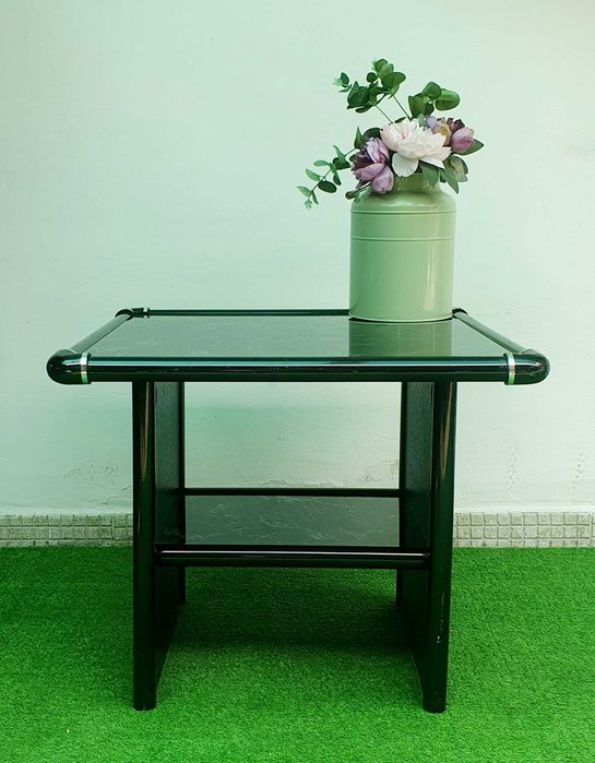 Маса за кафе със стъклен плот ефект "мрамор" малка