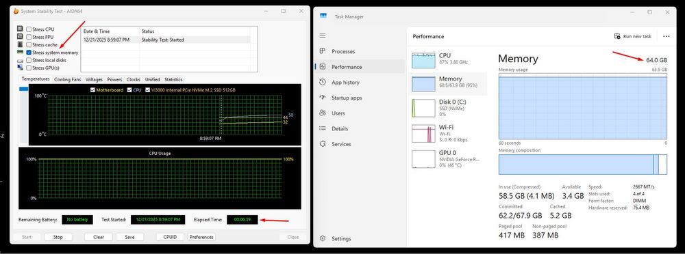 DDR4 64GB 2667MHz 2x16GB