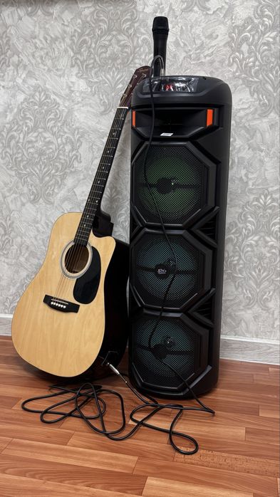 электро акустическая гитара и колонка с микрофоном на прокат