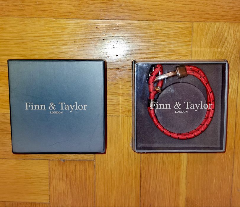 Бижу Гривна с котва Finn & Taylor от синьо червено въже стомана 2бр.