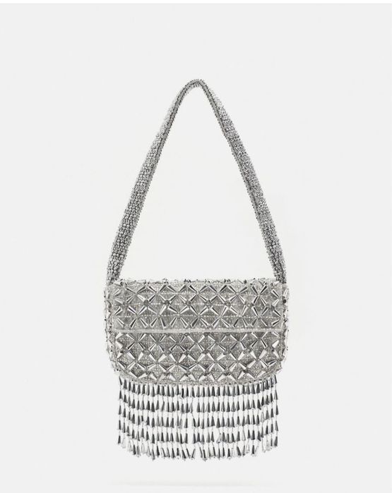 Geanta ocazie eleganta, argintiu, auriu , cu paiete Zara