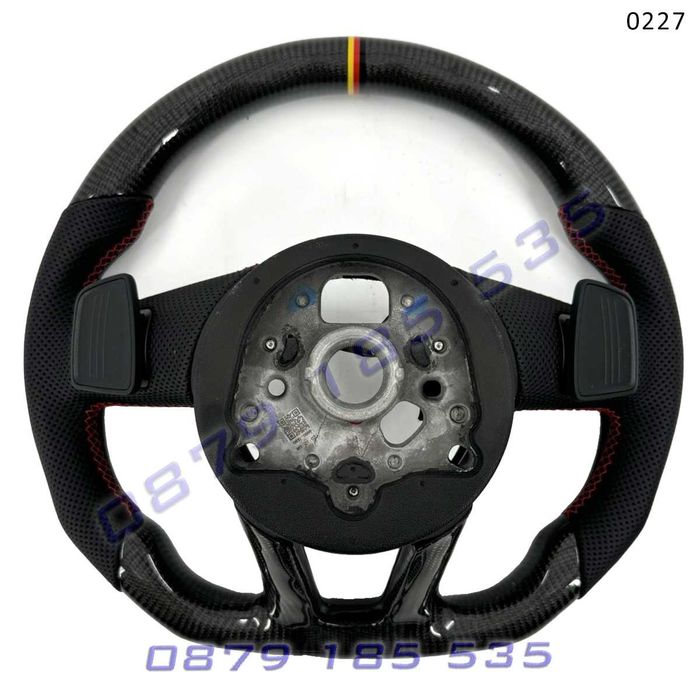 Карбон рязан спортен волан AUDI A3 A4 A5 A6 A7 A8 Q3 Q5 Q7 Q8 S line