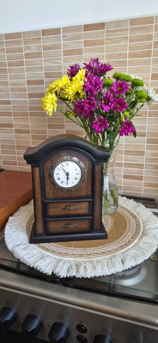 Ceas de masă cu sertare bijuterii, stil vintage 37 cm