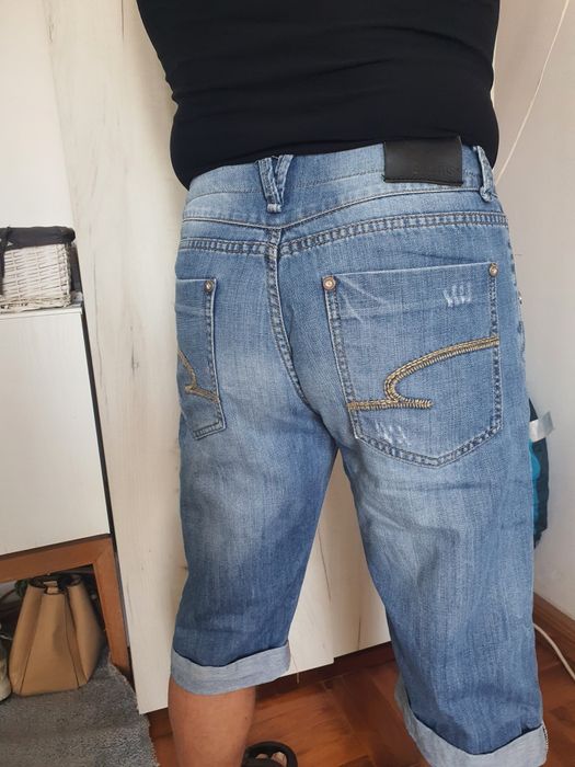 Exe Jeans W30 M pantaloni scurți denim albaștri bărbați casual vară jeans shorts