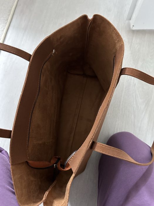 Poseta moderna culoare maro cu manere lungi