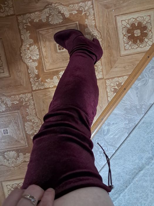 Сапожки -чулки,бордовые