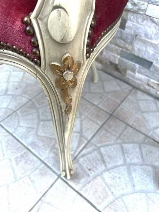 Rafinat fotoliu Ludovic XVI-spatar din ratan-tapiterie catifea-Franta