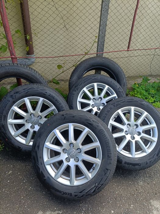 De vânzare jante aliaj 16*5/112 :j ptr Audi A4,echipate cu anvelope vara 205 60 16