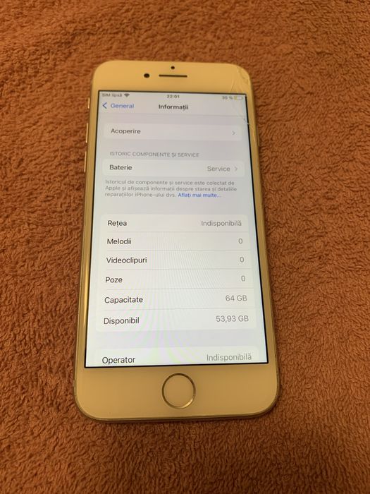 Iphone 8 Alb. Spate fisurat. Display fisurat