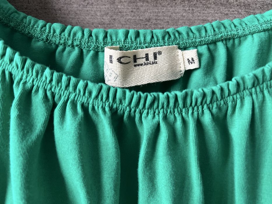 Мини рокля ICHI зелена памучна