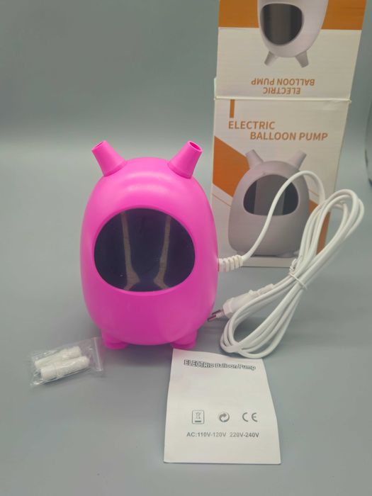 Електрическа помпа за балони HY002опра600W, двоен накрайник, розова
