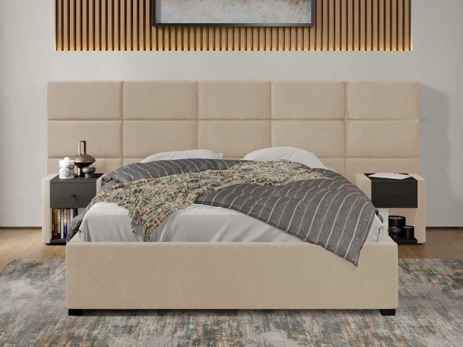 Pat tapitat Cico rabatabil 287x114 C2 din piele/stofa Bej Falcone 102