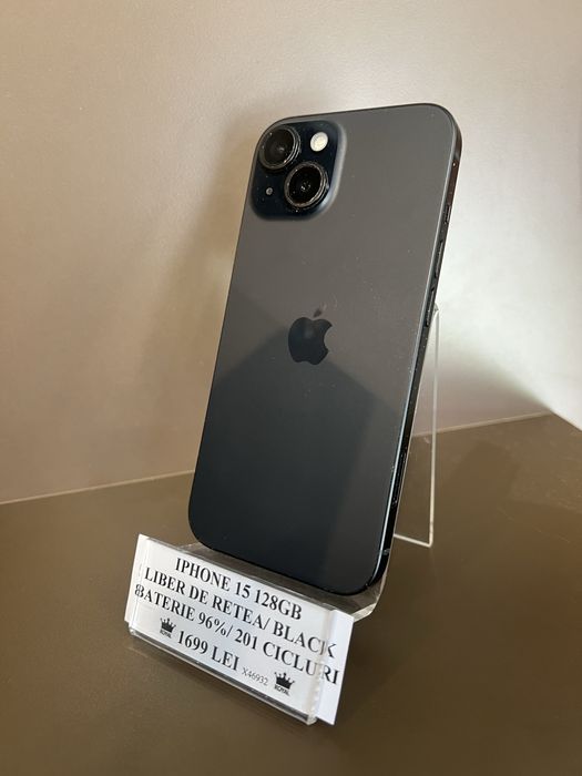 Bijuteria Royal CB : iPhone 15  128GB neverlocked baterie 96 cicluri 201