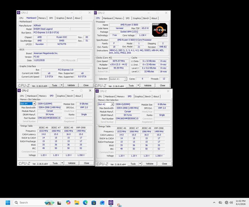 ASRock B450M Steel Legend + Ryzen 5 5600, шестядрен 3.5/4.4GHz АМ4 + 16GB РАМ DDR4