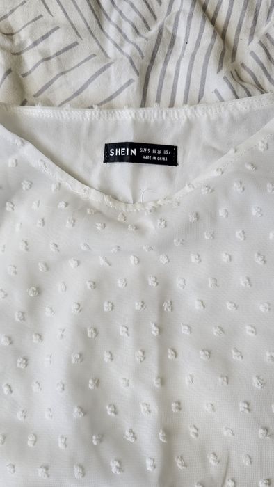 Бяла официална блуза Shein