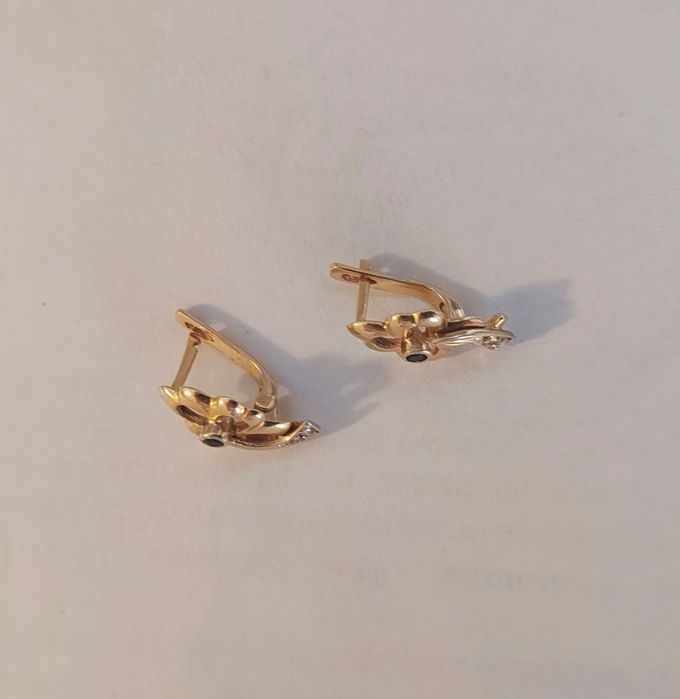 Серьги лимонное золото 585 пробы