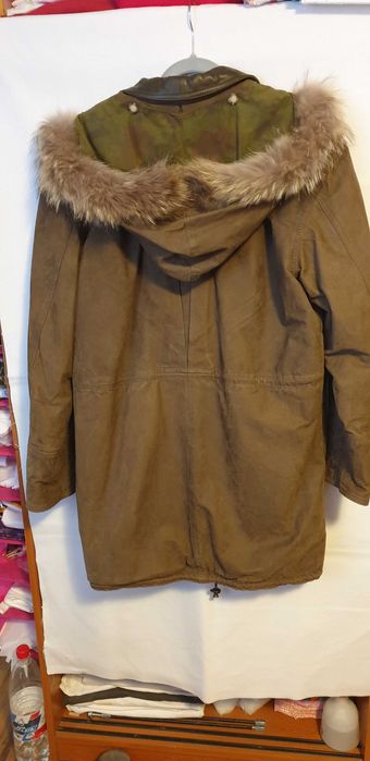 Jacheta dama din piele intoarsa cu gluga detasabila