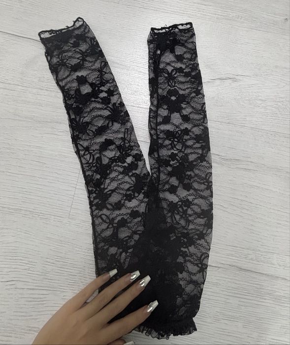 перчатки черные кружевные