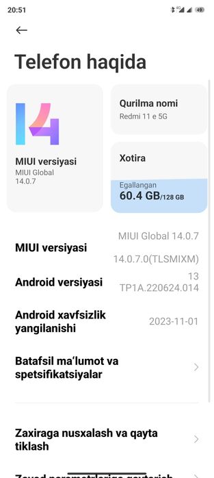 Redmi note 11 e 5g