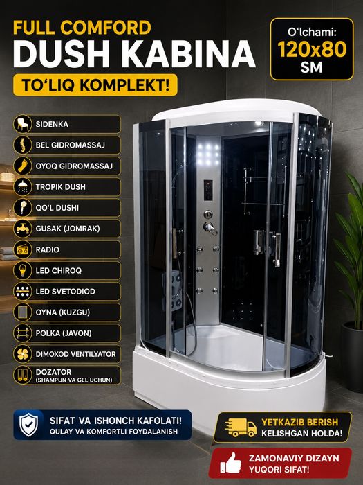 120x80sm KOMFORD Dush Kabinalar