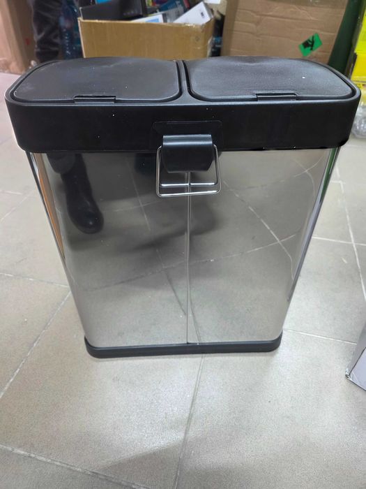 SONGMICS Cos de gunoi din inox cu 2 compartimente