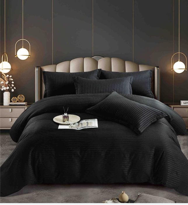 Lenjerie NOUA pat damasc-alba neagra hotel casa vila pensiune cazare