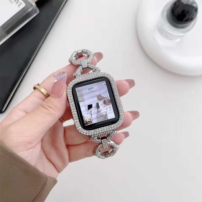 Стоманена каишка с кристали за Apple Watch ULTRA/SE/11/10/8/7/6/5/4