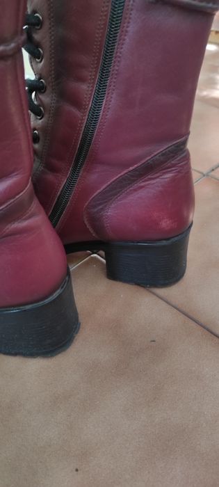 Дамски боти естествена кожа в бордо