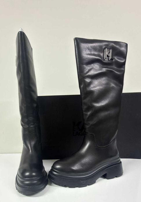 НОВИ Кожени ботуши KARL LAGERFELD Danton Riding Boot - Размер 39 (25 см стелка)
