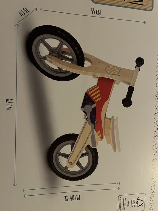 Bicicleta lemn, fara pedale, copii