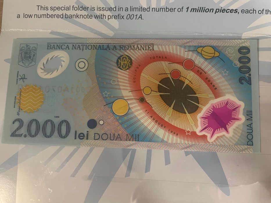 Bancnota 2000 LEI eclipsa 1999 editie speciala, necirculata