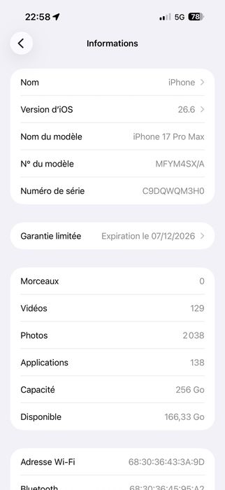 Iphone 17 pro Max 256 silver