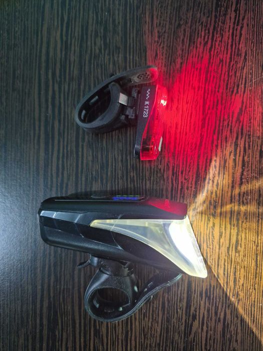 Set Lumini Bicicleta LED cu acumulator litiu-ion, far & stop, Kaufland