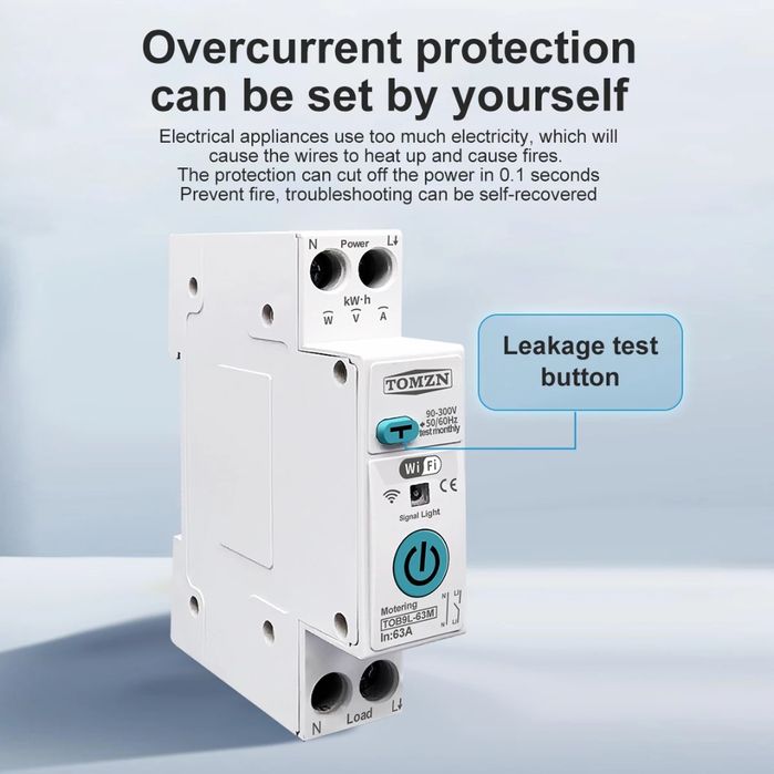 TOMZN TUYA 1P+N 63A WIFI Електромер