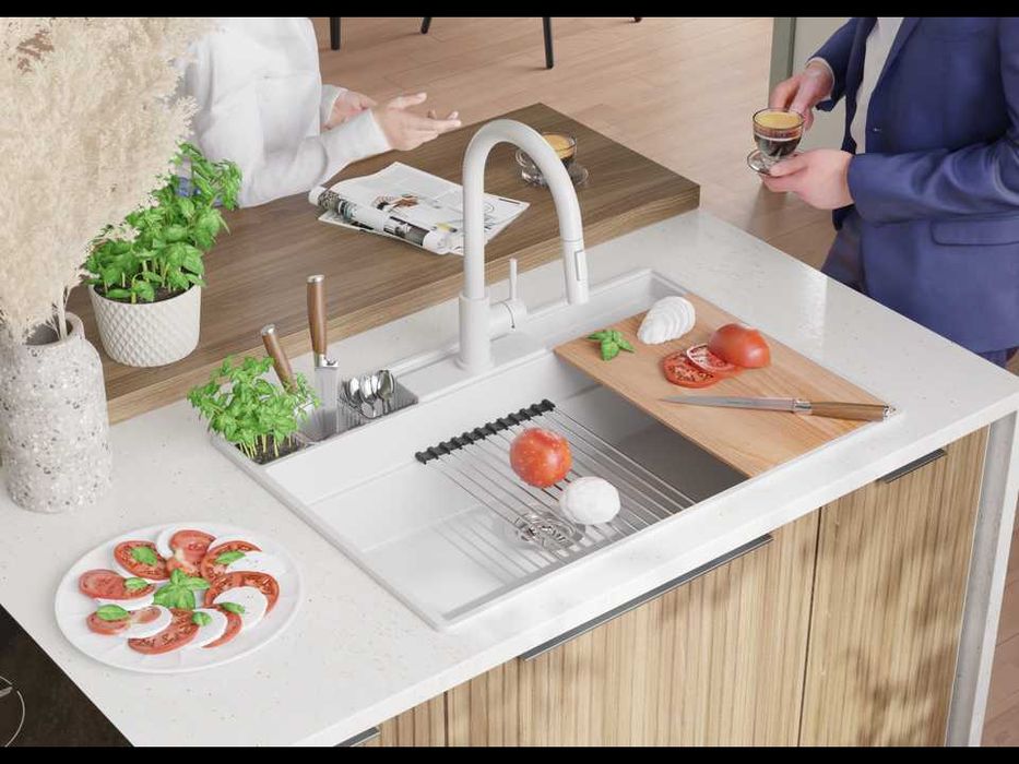 Бяла кухненска гранитна мивка Ню Йорк 80 Multispace 780 x 530 мм
-22%