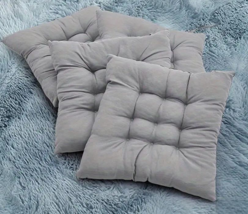 (Новая) Подушка на стул 40×40 см, серая. Подстилка, подушечка