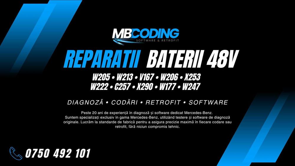 Reparatii baterii 48V Mercedes w205 w213 w167 w206 w223 repar baterie