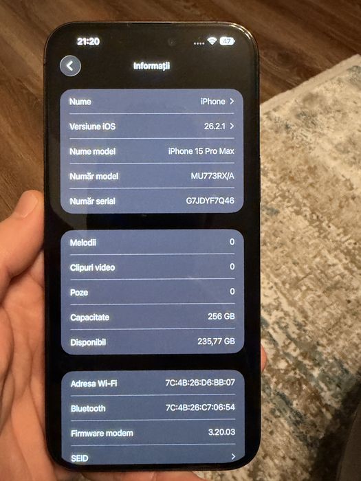 IPhone 15 Pro Max 256 Gb Titanium Black, Neverlock, 85 Bat ,la cutie