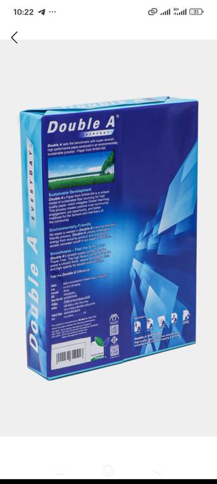 Double A rangli printer uchun sifatli qog‘oz