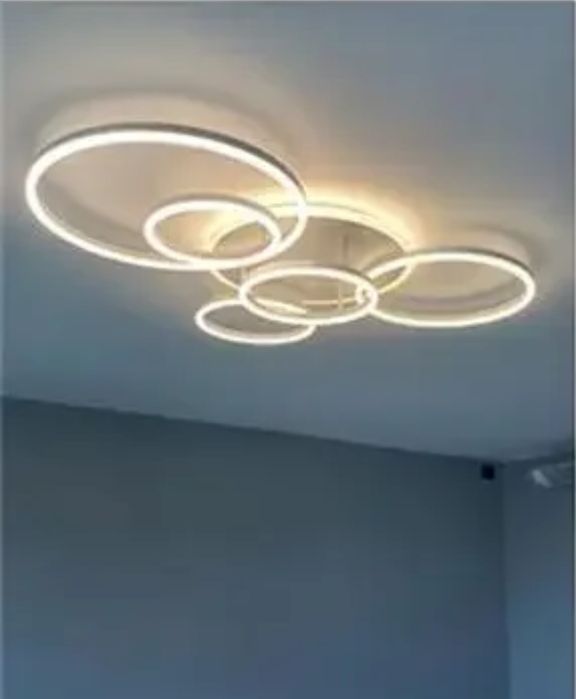 LED невисящи рингове 5бр+основа 140W дистанционно - бял, кафе, златист