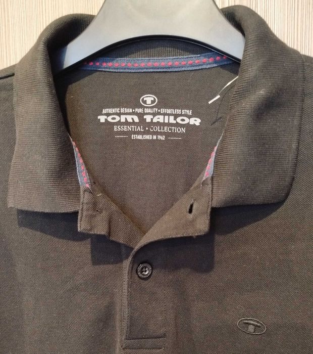 тениска с яка Tom Tailor - L- черна- нова