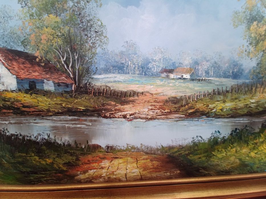 Мащабен белгийски пейзаж от K. Wouters (137х77 см) със сертификат