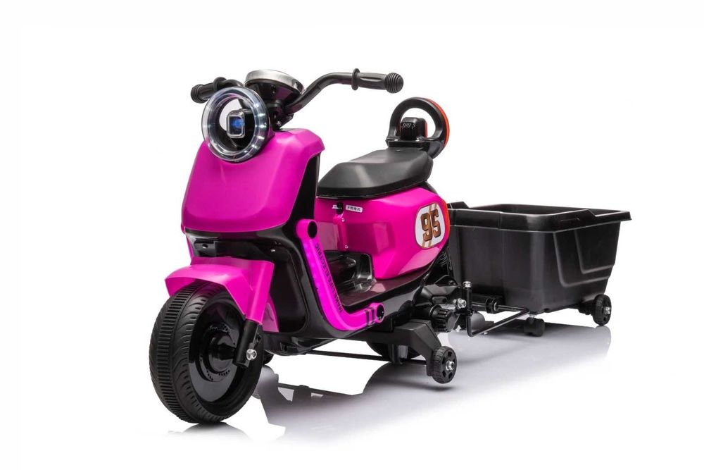 Scuter electric cu remorca, telecomanda Kinderauto BJBTK3 2x 35W Rose
